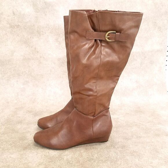 Style & Co. Womens Rainne Size 9 Tan Low Wedge Knee High Riding Boots - Picture 4 of 12